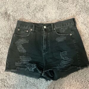 American Eagle Black Distressed Jean Shorts